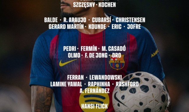 开云体育官方网址-巴萨客战巴列卡诺大名单：莱万、亚马尔、拉什福德在列